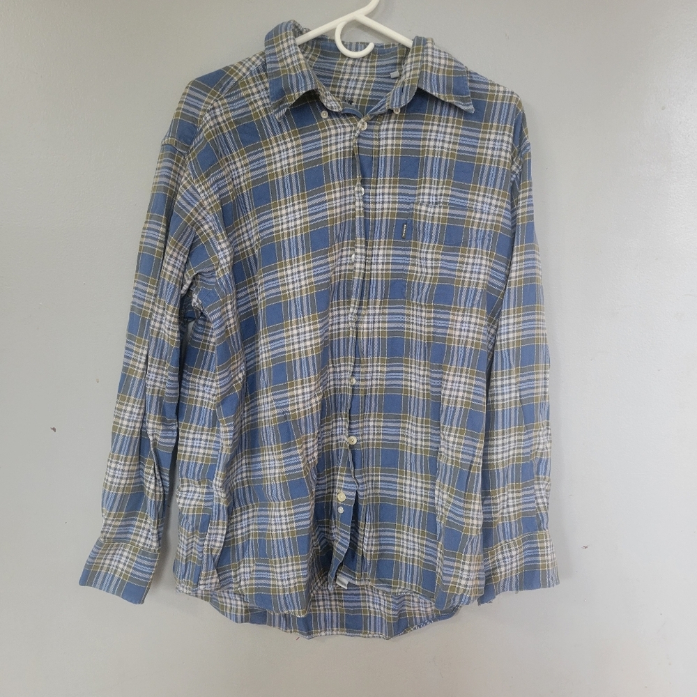 Men's Blue Plaid Button-Up Shirt Barbour Winter Cheek